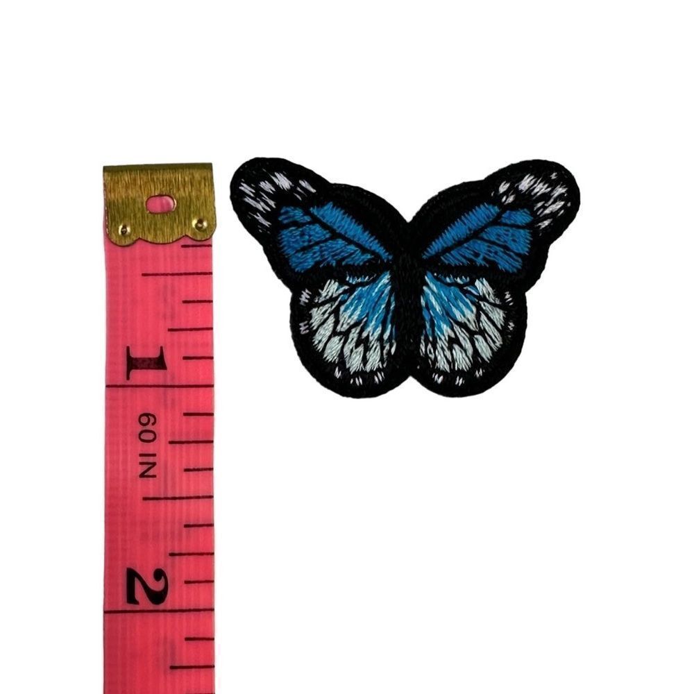 Small Blue Turquoise Butterfly Embroidered Patch - Picture 3 of 4